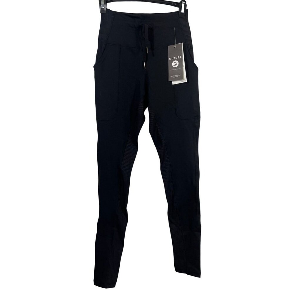 Glyder women's black compression leggings with mesh sides size Medium NWT